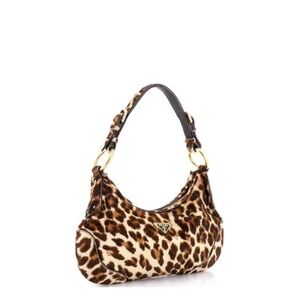 PRADA Leopard Print Cavallino Calf Hair Hobo Bag | Gold Hardware | AUTHENTICATED